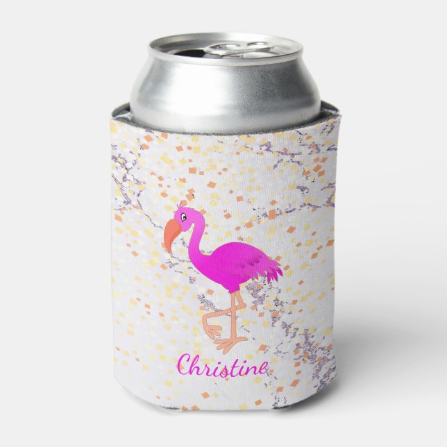 Flamingo marble name can cooler (Can Front)