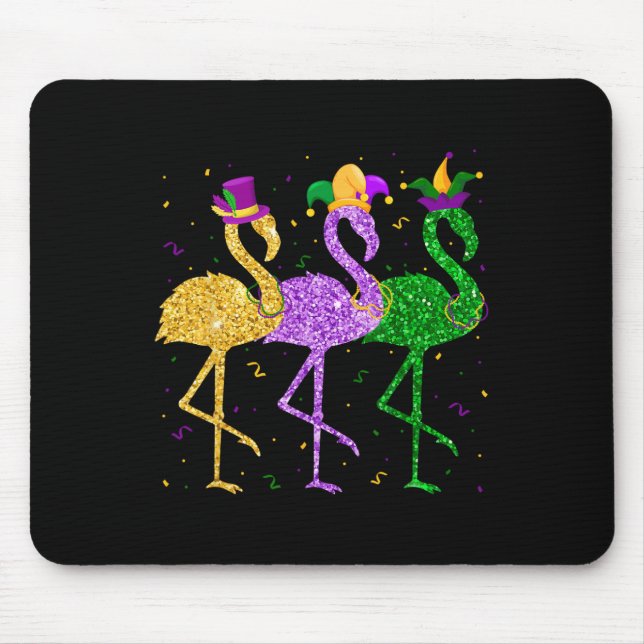 Flamingo Mardi Gras Funny Mask Beads Carnival Part Mouse Pad (Front)