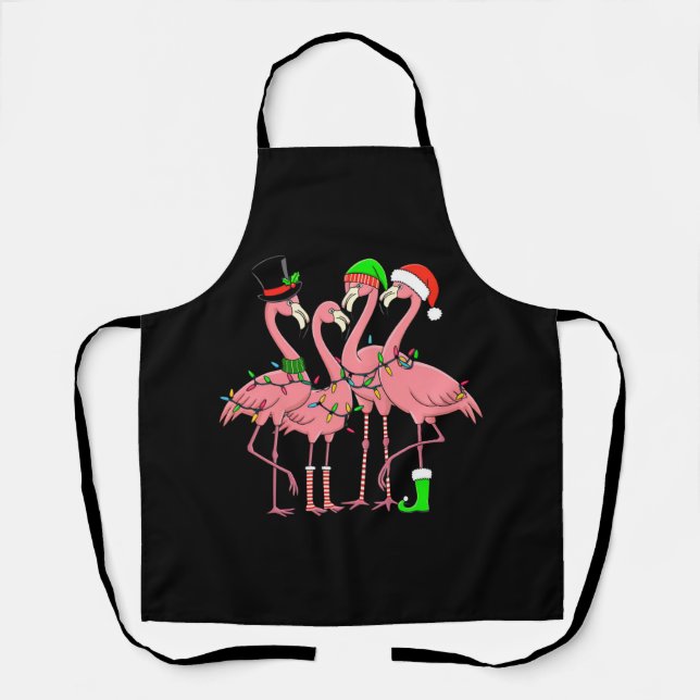 Flamingo Merry Christmas Funny Flamingo Lover Gift Apron (Front)