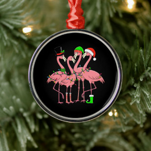Flamingo Merry Christmas Funny Flamingo Lover Gift Metal Tree Decoration
