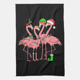 Flamingo Merry Christmas Funny Flamingo Lover Gift Tea Towel