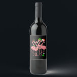 Flamingo Merry Christmas Funny Flamingo Lover Gift Wine Label<br><div class="desc">Flamingo Merry Christmas Funny Flamingo Lover Gift</div>