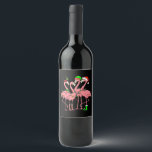 Flamingo Merry Christmas Funny Flamingo Lover Gift Wine Label<br><div class="desc">Flamingo Merry Christmas Funny Flamingo Lover Gift</div>
