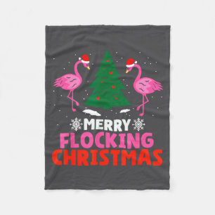 Flamingo Merry Flocking Christmas Funny Xmas Men W Fleece Blanket