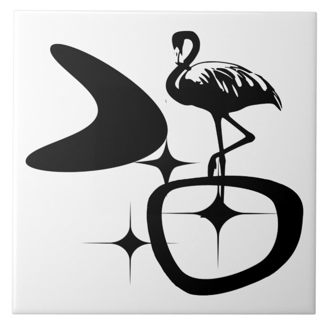 Flamingo MidCentury Modern Atomic Retro Shapes Tile (Front)