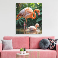 Flamingo Mother With Chick
