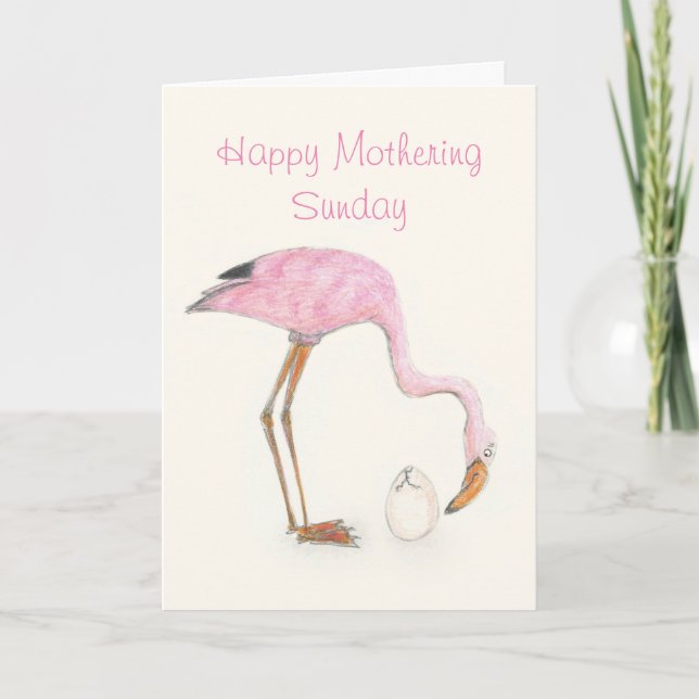Flamingo Mothering Sunday card (Front)