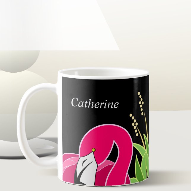 Flamingo Mug With Personalised Names (Personalized Bird Mug)