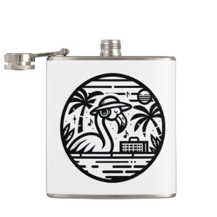 Flamingo Music Paradise - Vibrant Tropical Art Hip Flask