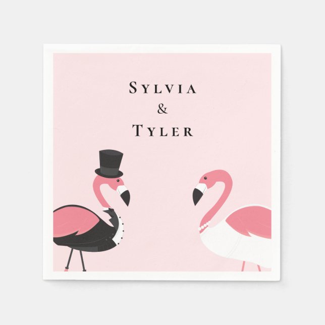Flamingo Name Wedding Napkin (Front)
