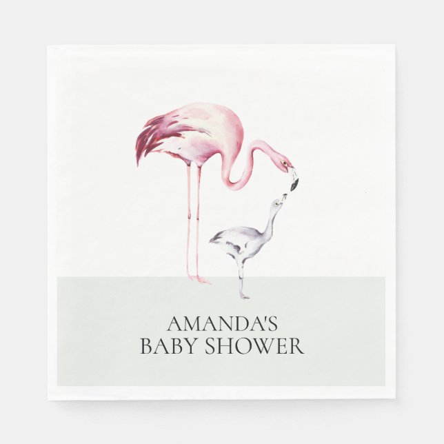 Flamingo Neutral  Baby Shower Paper Napkins (Front)