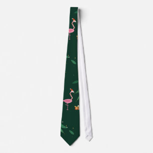 Flamingo Noël Christmas Tie Emerald