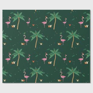 Flamingo Noël Christmas Wrapping Paper Emerald