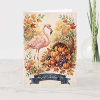 Flamingo November Card - Happy Thanksgiving Card