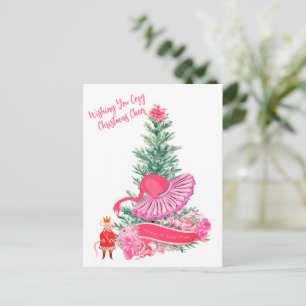 Flamingo Nutcracker Ballet Custom Christmas Postcard
