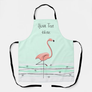 Flamingo Ocean Aqua Text all over apron
