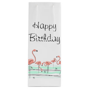 Flamingo Ocean Group Happy Birthday bottle Wine Gift Bag