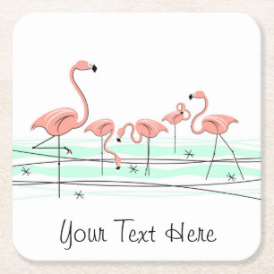 Flamingo Ocean Group Text coasters