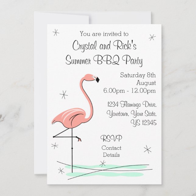 Flamingo Ocean Side Multi back invitation (Front)