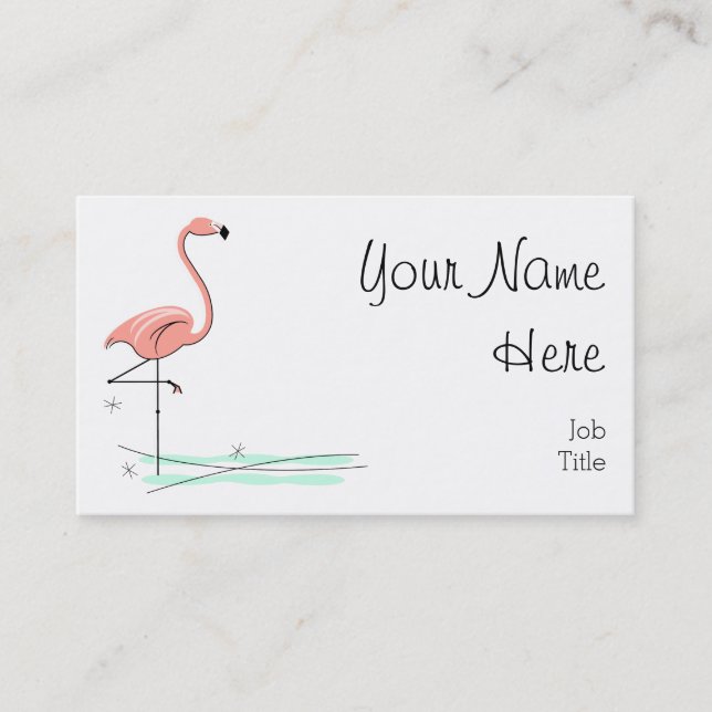 Flamingo Ocean side text Business Card (Front)