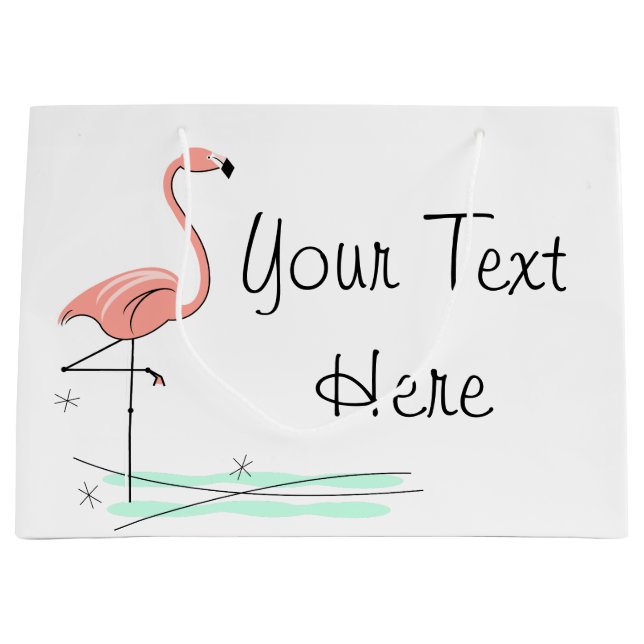 Flamingo Ocean Side Text gift bag large (Front)