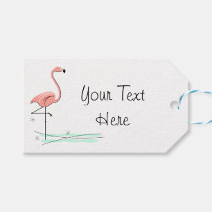 Flamingo Ocean Side Text gift tags