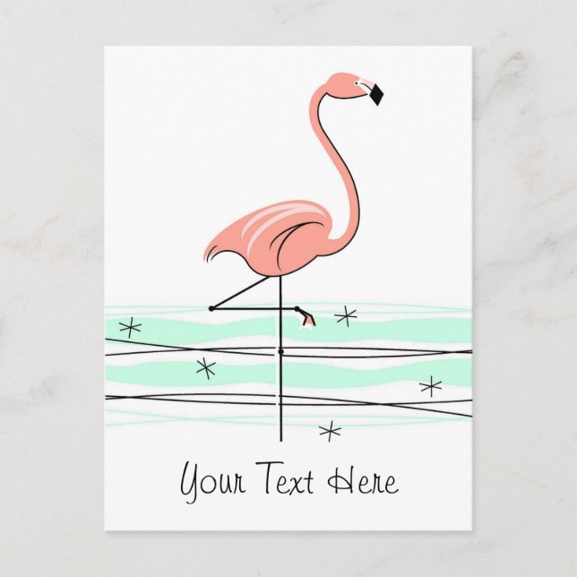 Flamingo Ocean text postcard (Front)