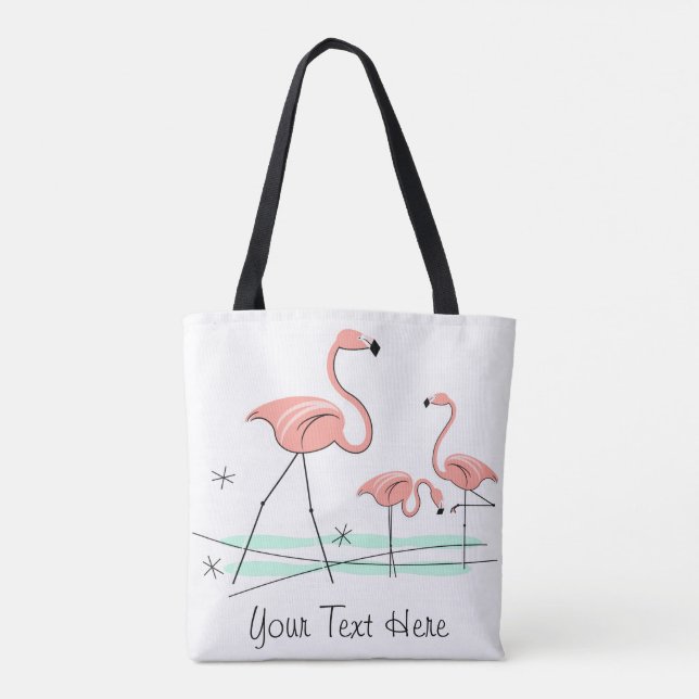 Flamingo Ocean Trio 2 Text all over tote Bag (Back)