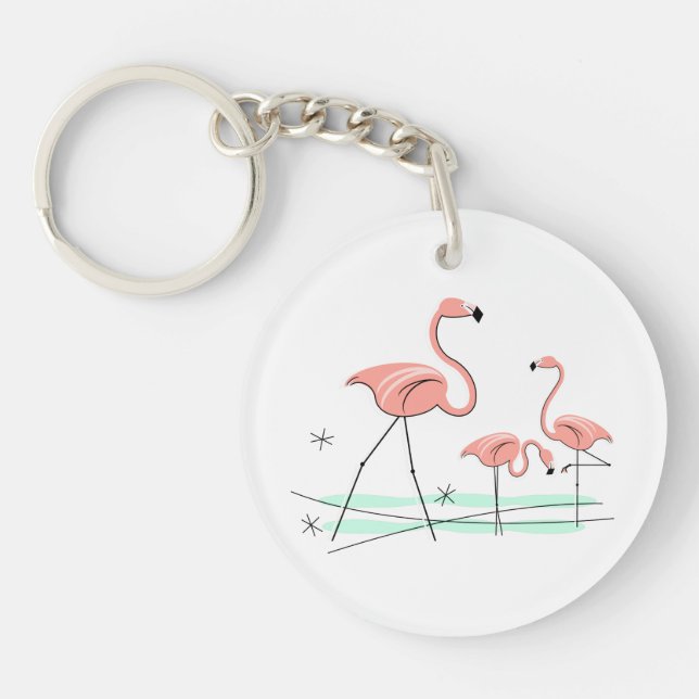 Flamingo  Ocean Trio 2 text back acrylic key chain (Front)