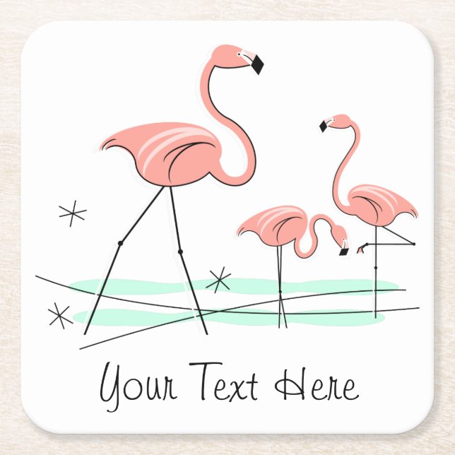 Flamingo Ocean Trio 2 Text coasters (Front)