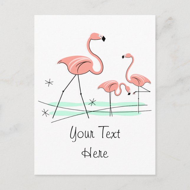 Flamingo Ocean Trio 2 Text postcard (Front)