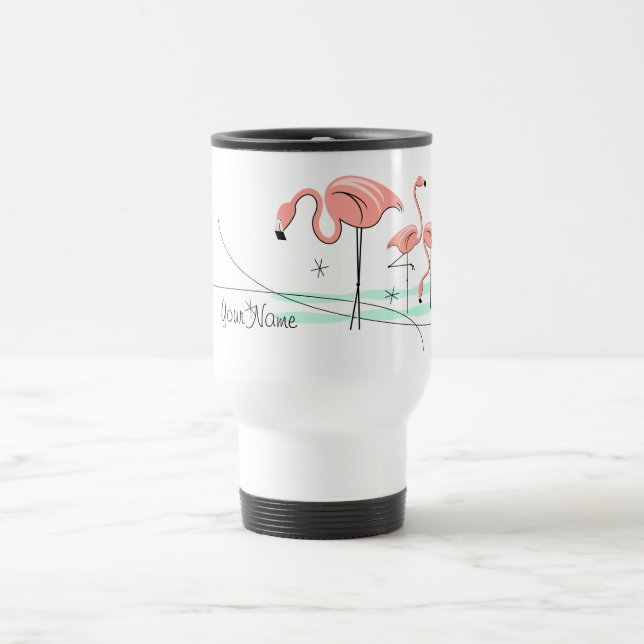 Flamingo Ocean Trio 3 'Name'  Travel Mug (Center)