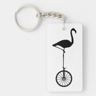 Flamingo on a Wheel Quirky Silhouette Key Ring