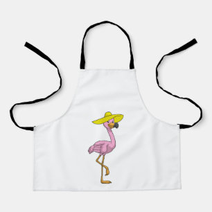 Flamingo on Beach with Hat Apron