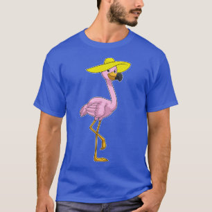 Flamingo on Beach with Hat T-Shirt