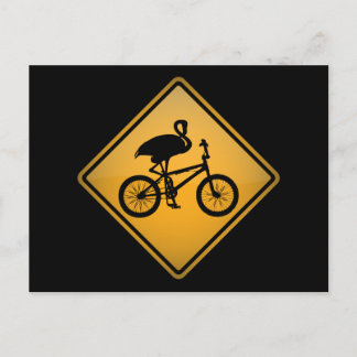 Flamingo on Bicycle Postcard