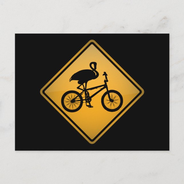 Flamingo on Bicycle Postcard (Front)