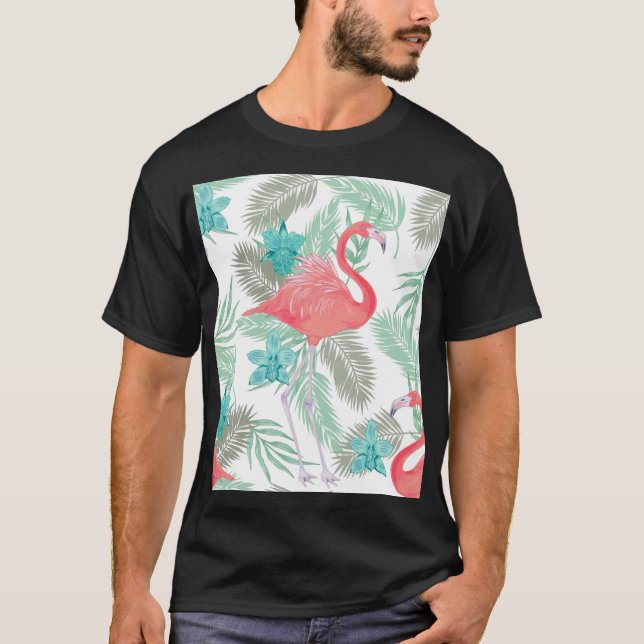 Flamingo, orchid: romantic vintage pattern. T-Shirt (Front)