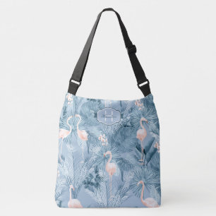 Flamingo Orchid Tropical Pattern Blue ID868 Crossbody Bag