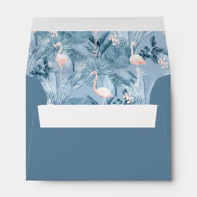 Flamingo Orchid Tropical Pattern Blue ID868 Envelope (Back (Bottom))