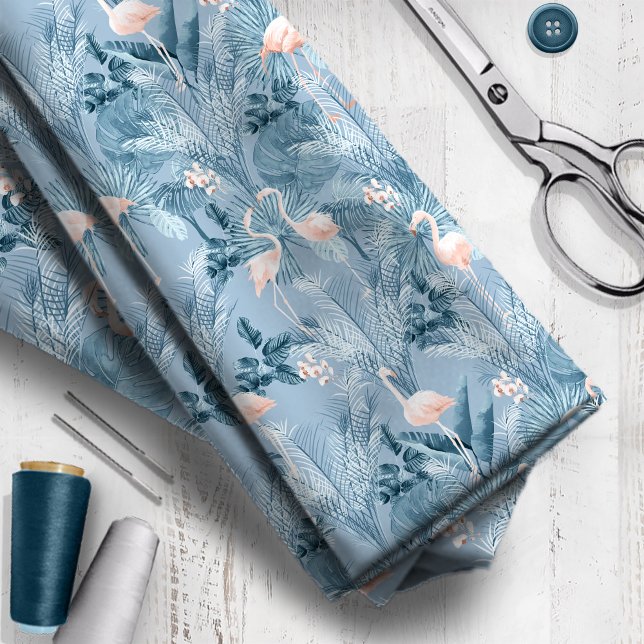 Flamingo Orchid Tropical Pattern Blue ID868 Fabric (Creator Uploaded)