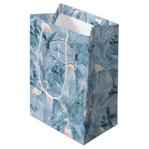 Flamingo Orchid Tropical Pattern Blue ID868 Medium Gift Bag