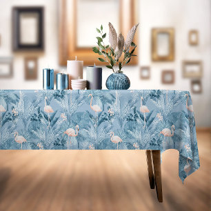 Flamingo Orchid Tropical Pattern Blue ID868 Tablecloth