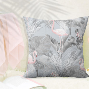 Flamingo Orchid Tropical Pattern Gray ID868 Cushion
