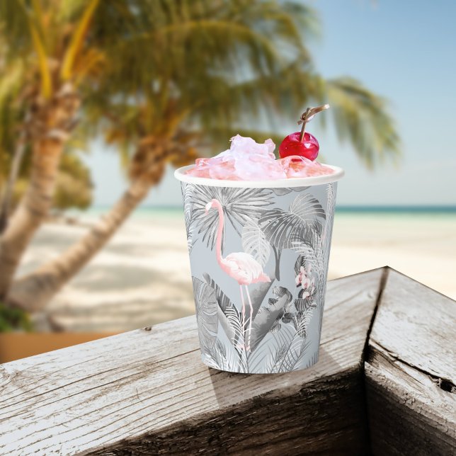 Flamingo Orchid Tropical Pattern Gray ID868 Paper Cups (Creator Uploaded)