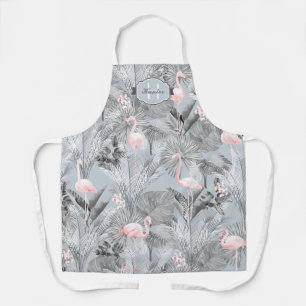 Flamingo Orchid Tropical Pattern Grey ID868 Apron