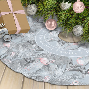 Flamingo Orchid Tropical Pattern Grey ID868 Brushed Polyester Tree Skirt