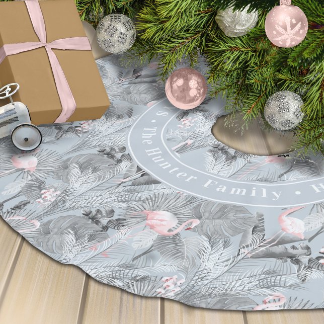 Flamingo Orchid Tropical Pattern Grey ID868 Brushed Polyester Tree Skirt (Creator Uploaded)