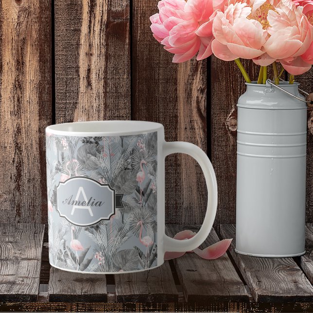Flamingo Orchid Tropical Pattern Grey ID868 Coffee Mug (Creator Uploaded)