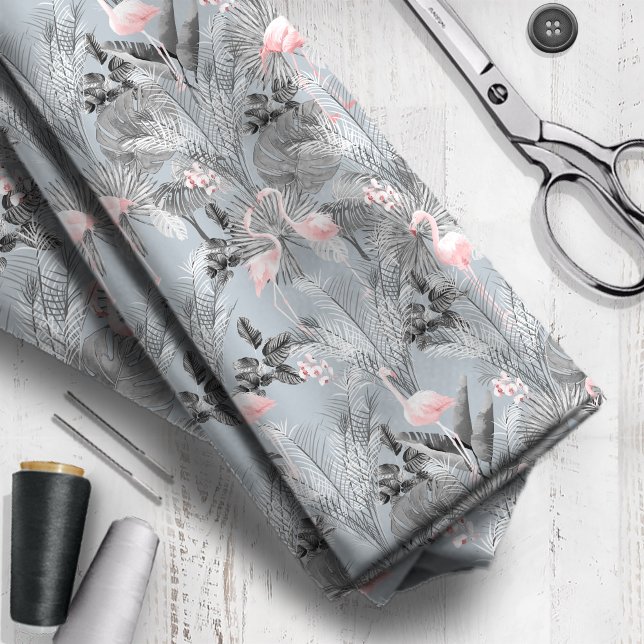 Flamingo Orchid Tropical Pattern Grey ID868 Fabric (Creator Uploaded)
